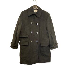 Vintage Tous Les Jours Black Double-Breasted Wool Coat Made In Italy